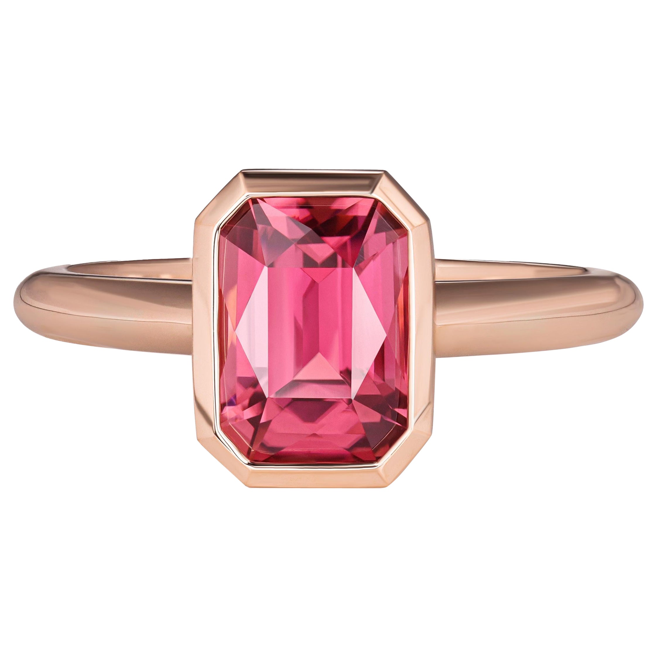 Intense Pink Rubellite 2.84 ct Ring in 18K Rose Gold
