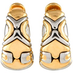 Bvlgari Alveare 18K Yellow Gold and Stainless Steel Earrings BV13-012524