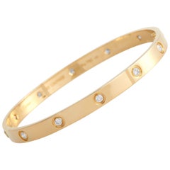 Cartier LOVE 18K Yellow Gold 10 Diamond Bracelet Size 20 CA11-012224