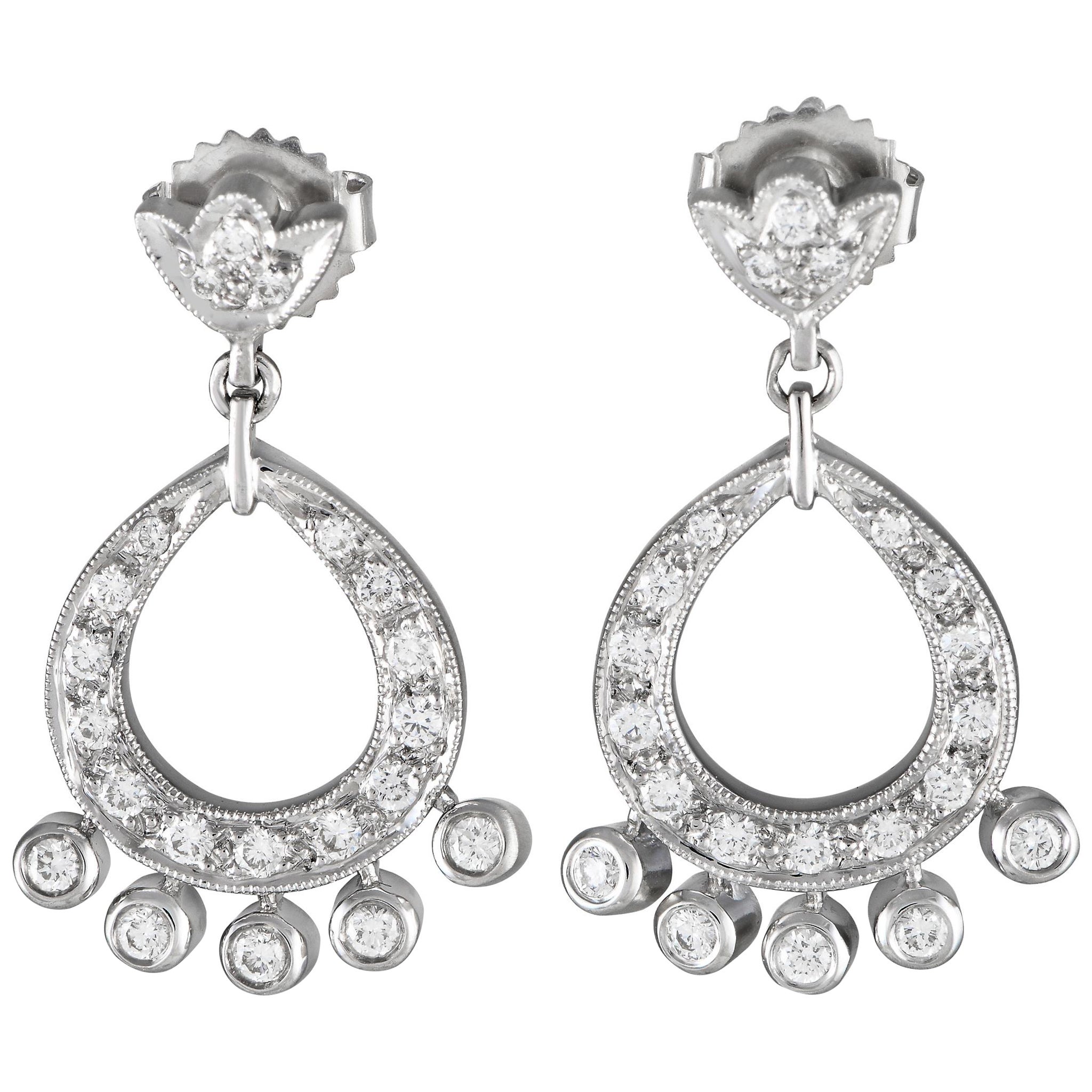 Leslie Greene 18K White Gold 0.65ct Diamond Drop Earrings LG25-020124 For Sale