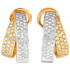 18K Yellow and White Gold 1.65ct Diamond Double Hoop Earrings MF07-012924