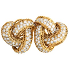 18K Yellow Gold 3.0ct Diamond Knot Earrings MF02-013024