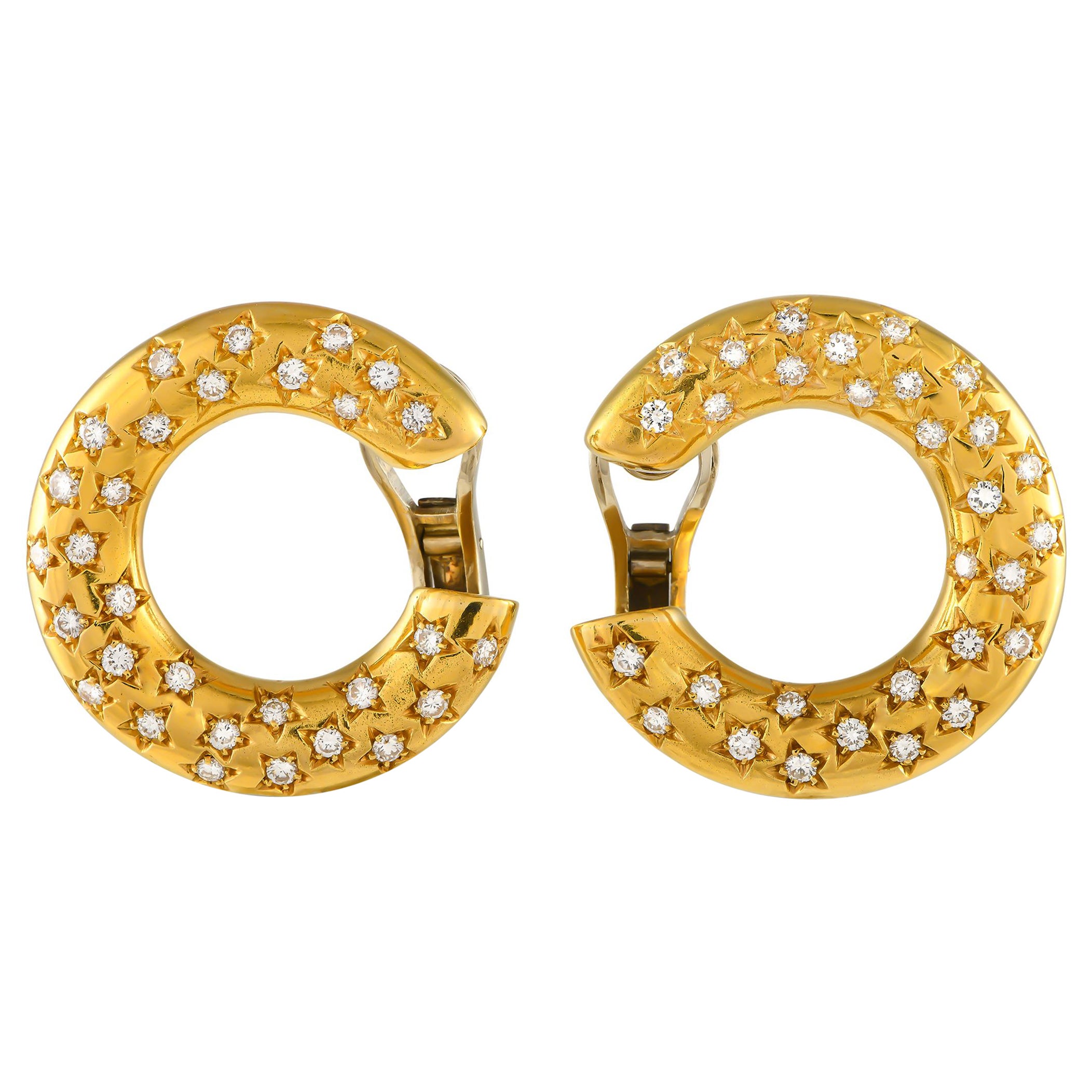 18K Yellow Gold 3.0ct Diamond Circular Earrings MF11-012424 For Sale