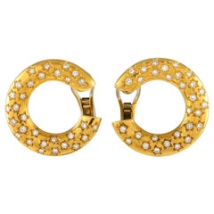 Boucles d'oreilles circulaires en or jaune 18K avec 3.0ct de diamant MF11-012424