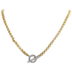 18K Yellow Gold Diamond Toggle Rope Cable Chain Necklace MF19-012924