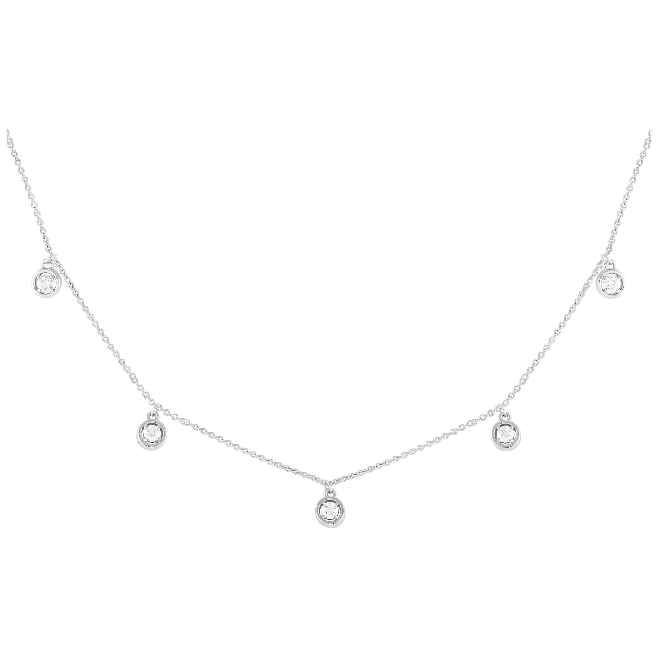 14K White Gold 0.25ct Diamond Station Necklace NK01460-W For Sale