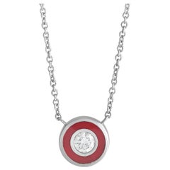 Collier PN15197-W en or blanc 14 carats, diamant 0,13 carat et émail rouge