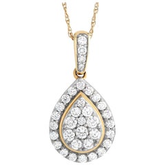 14K Yellow Gold 0.50ct Diamond Pear Halo Necklace PN15211