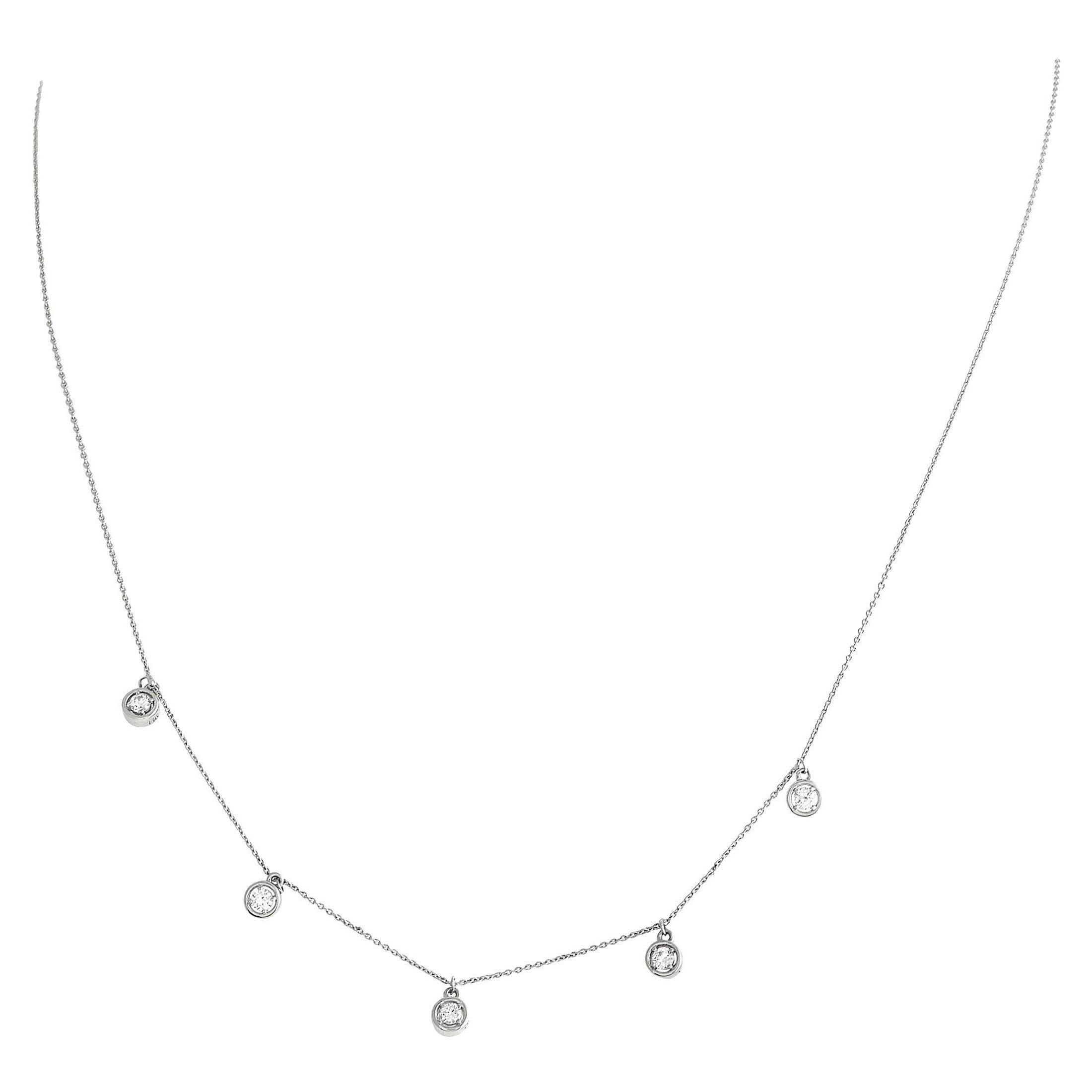 14K White Gold 0.25ct Diamond Station Necklace NK01459-W For Sale