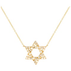 14K Yellow Gold 0.28ct Diamond Star of David Necklace PN15242-Y