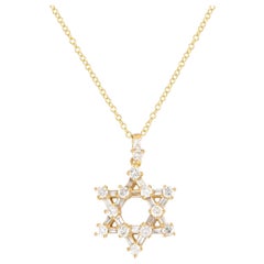 14K Yellow Gold 0.38ct Diamond Star of David Necklace PN15241-Y