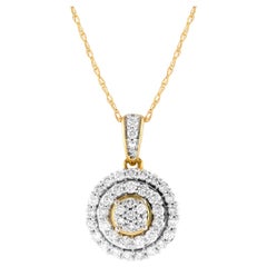 14K Yellow Gold 0.50ct Diamond Double Halo Necklace PN15218