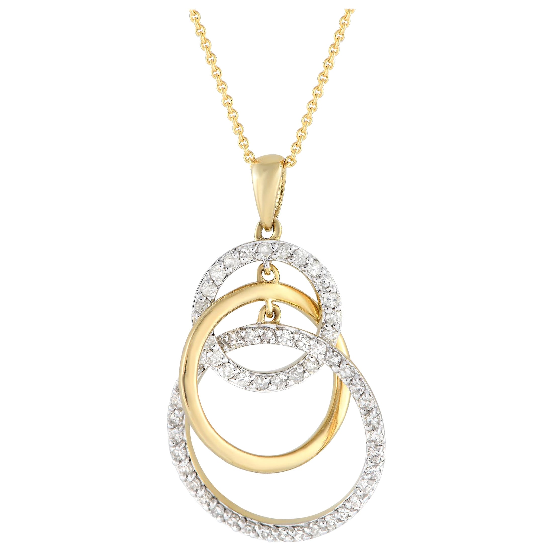 14K Yellow Gold 0.50ct Diamond Pendant Necklace PN15166-Y For Sale