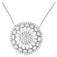 14K White Gold 2.25ct Diamond Filigree Medallion Necklace PN15244-W