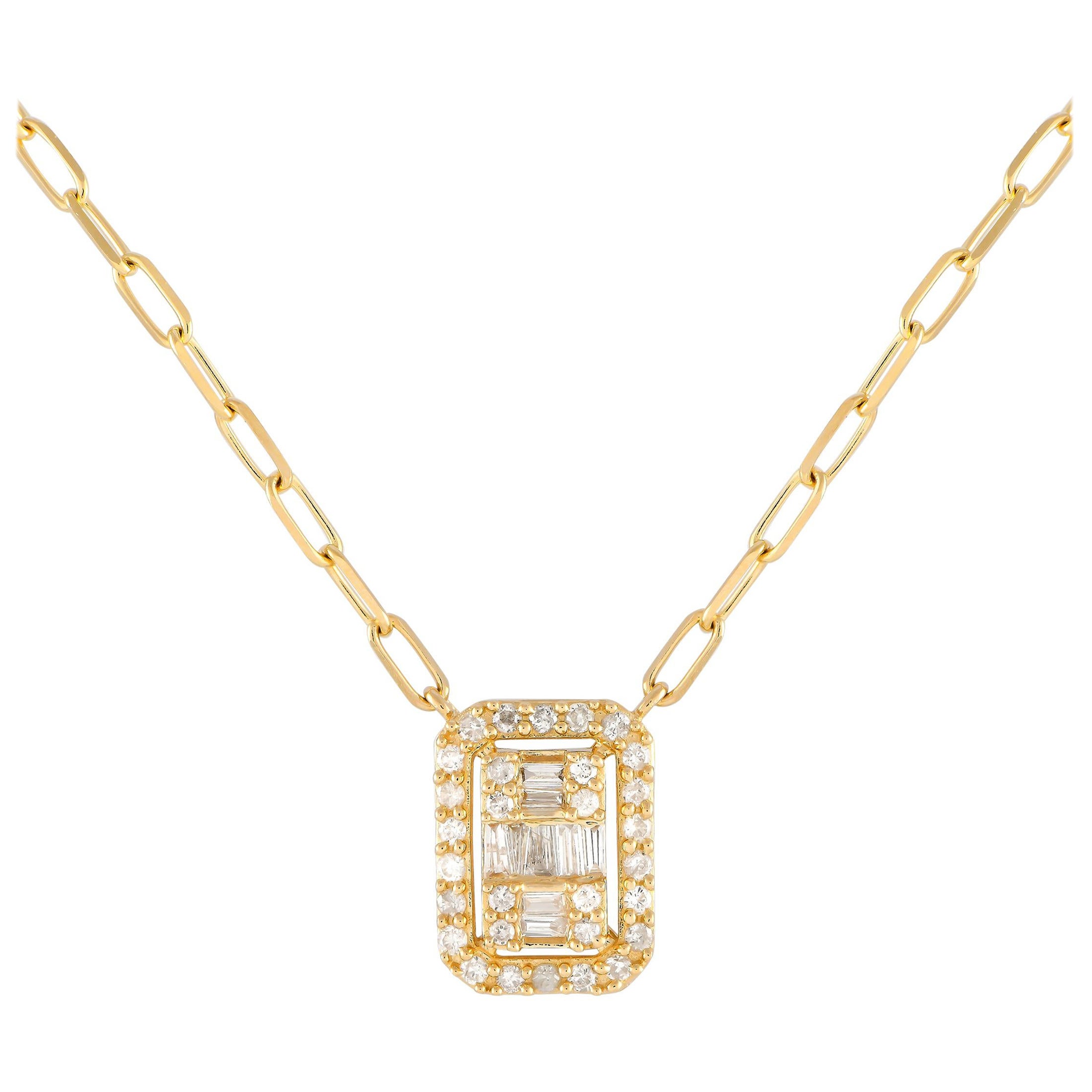 14K Yellow Gold 0.40ct Diamond Necklace NK01469 For Sale
