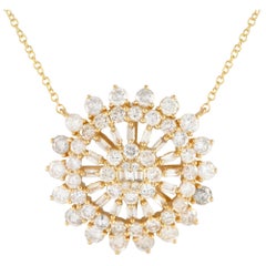 14K Yellow Gold 1.75ct Diamond Sunburst Necklace PN15250-Y