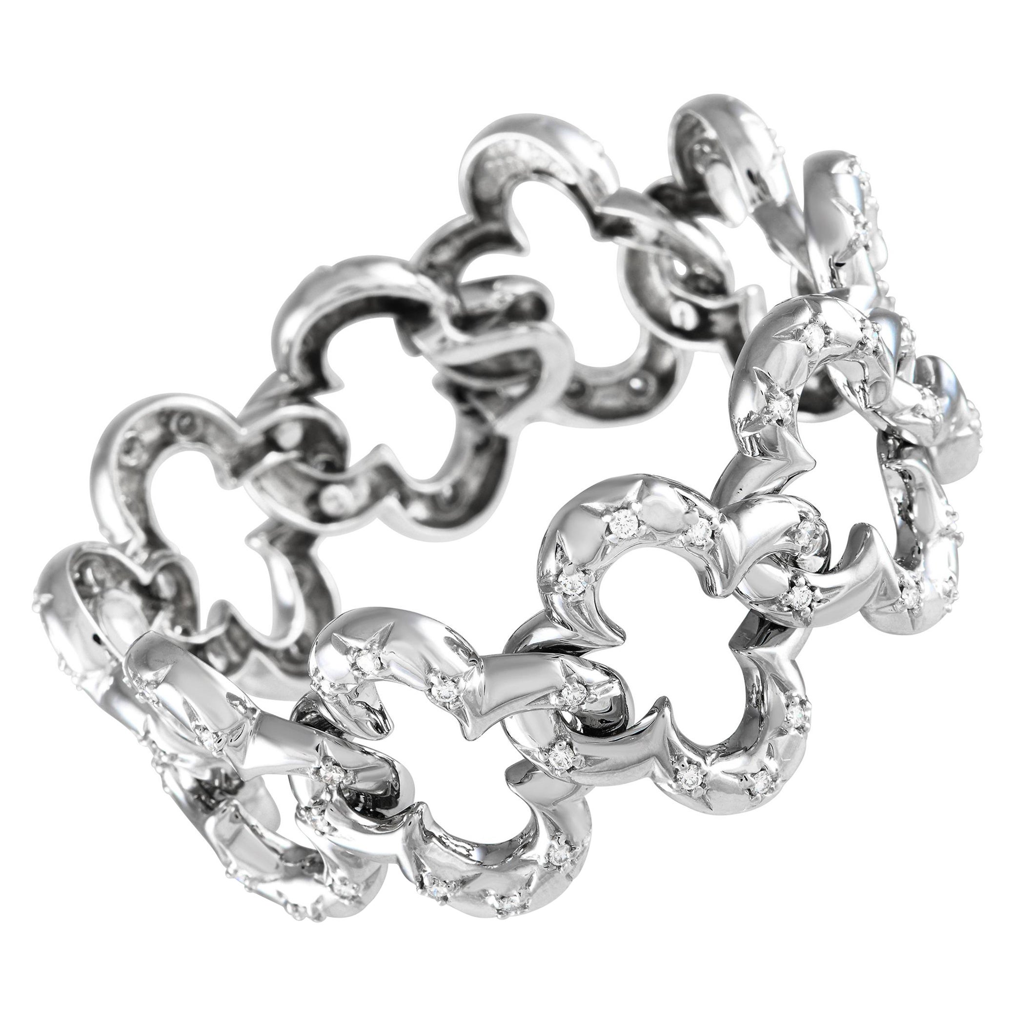 Van Cleef & Arpels Alhambra 18K White Gold 2.0ct Diamond Link Bracelet