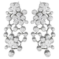 Van Cleef & Arpels 18K White Gold 8.50ct Diamond Flower Cluster Earrings