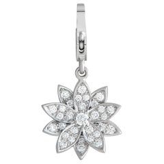 Van Cleef & Arpels Lotus 18K White Gold 0.46ct Diamond Flower Charm VC05--012324