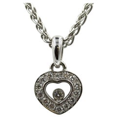 Chopard Happy Heart Floating Diamond 18 Karat White Gold Pendant Necklace