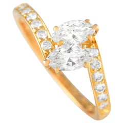 Cartier 18k Yellow Gold 0.75ct Diamond Marquise Bypass Ring CA30-012524