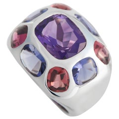 Chanel Coco 18K White Gold Amethyst, Garnet, and Iolite Bomb Ring CH04-012524