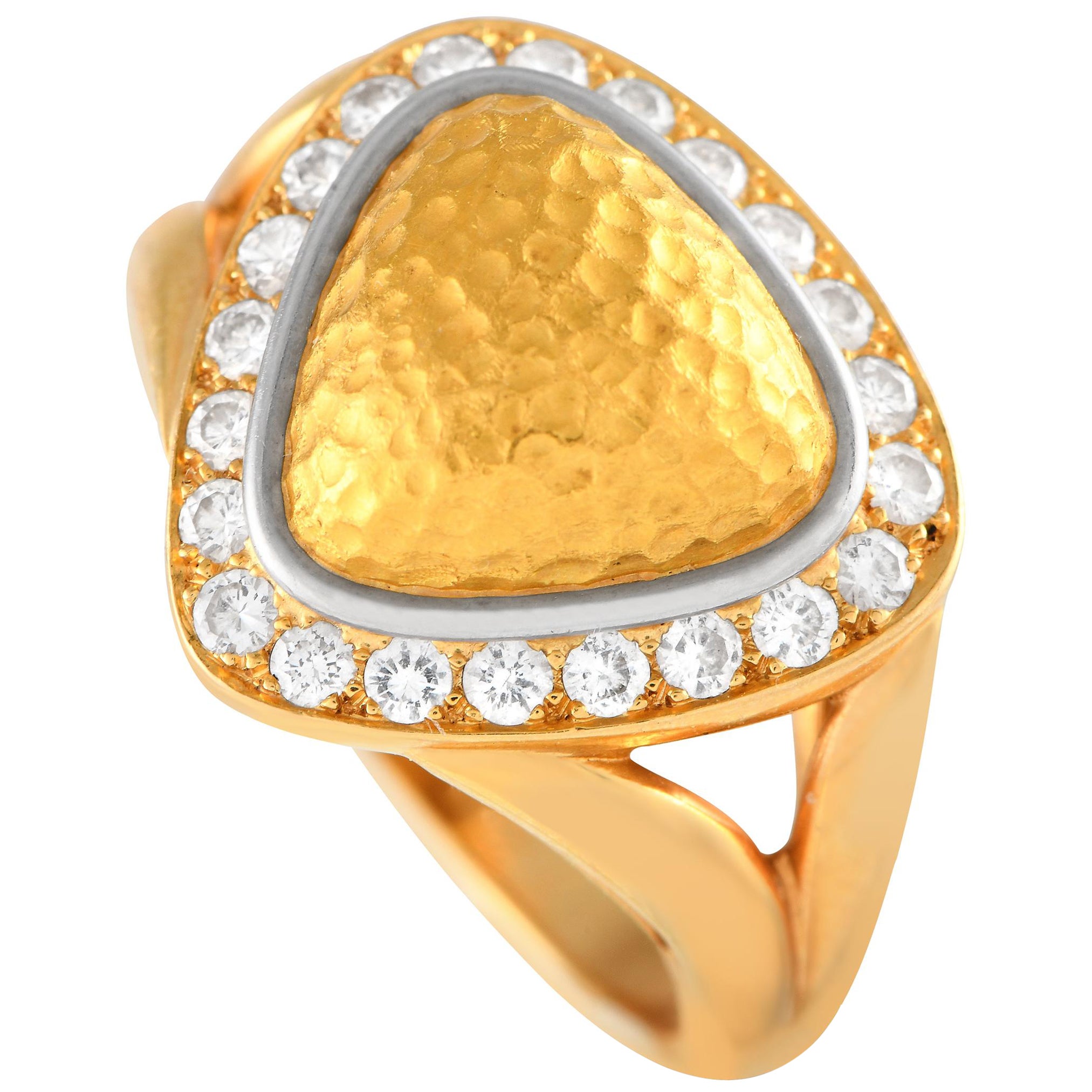 Chaumet 18K Yellow Gold 0.40ct Diamond Halo Cocktail Ring CH28-012524