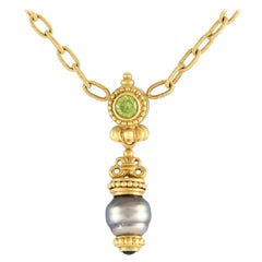 Lagos 18K Yellow Gold Peridot and Pearl Chain Necklace LA24-012424