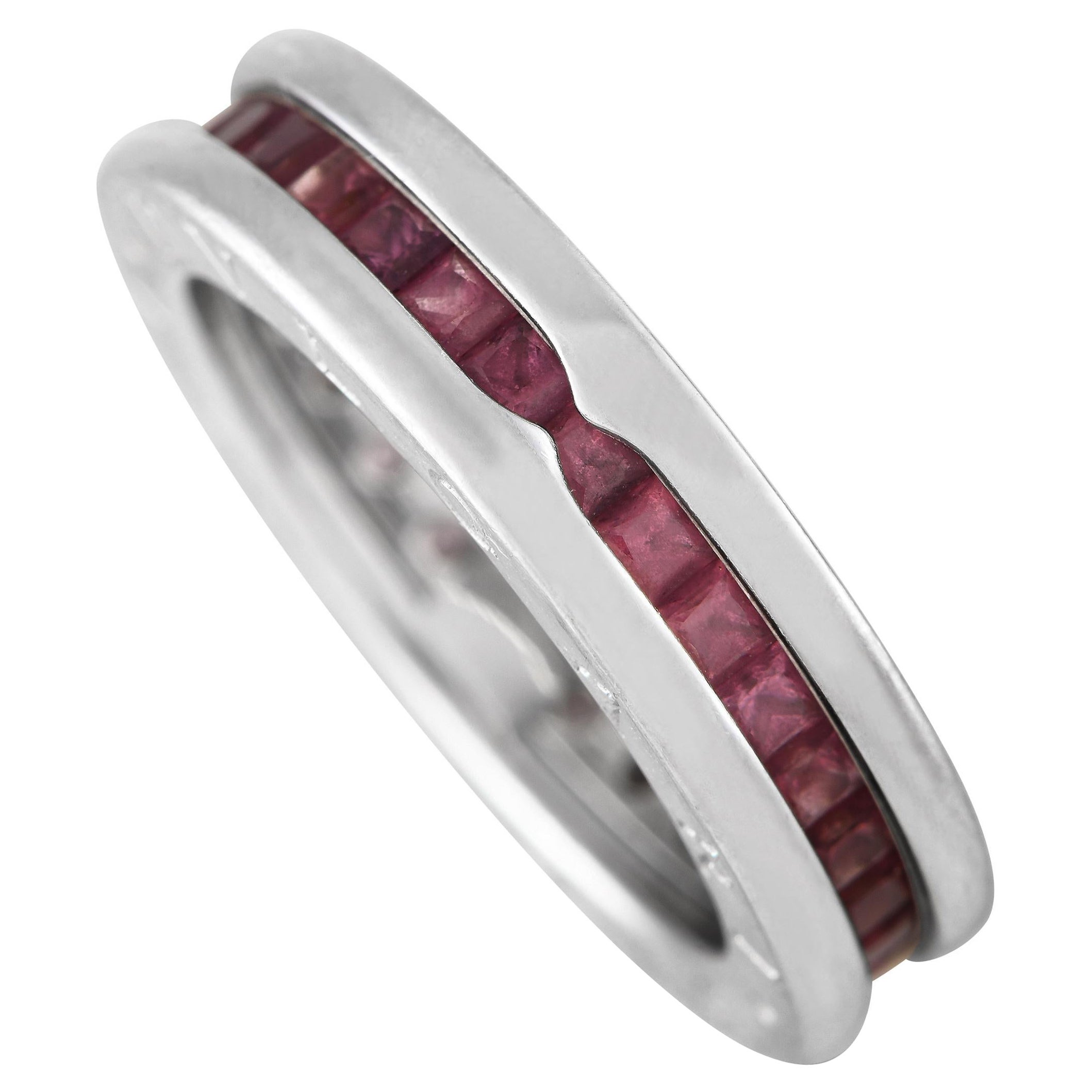 Bvlgari B.zero1 18K White Gold and Pink Tourmaline Ring BV29-012524 For Sale