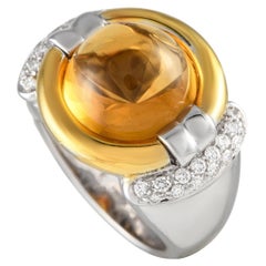 18K White Gold 0.50ct Diamond and Citrine Cocktail Ring mf12-012424