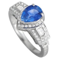 18K White Gold 0.37ct Diamond and Pear Sapphire Ring MF02\/02\/24