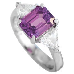 18K White Gold 0.61ct Diamond and Pink Sapphire Three-Stone Ring MF17-012924