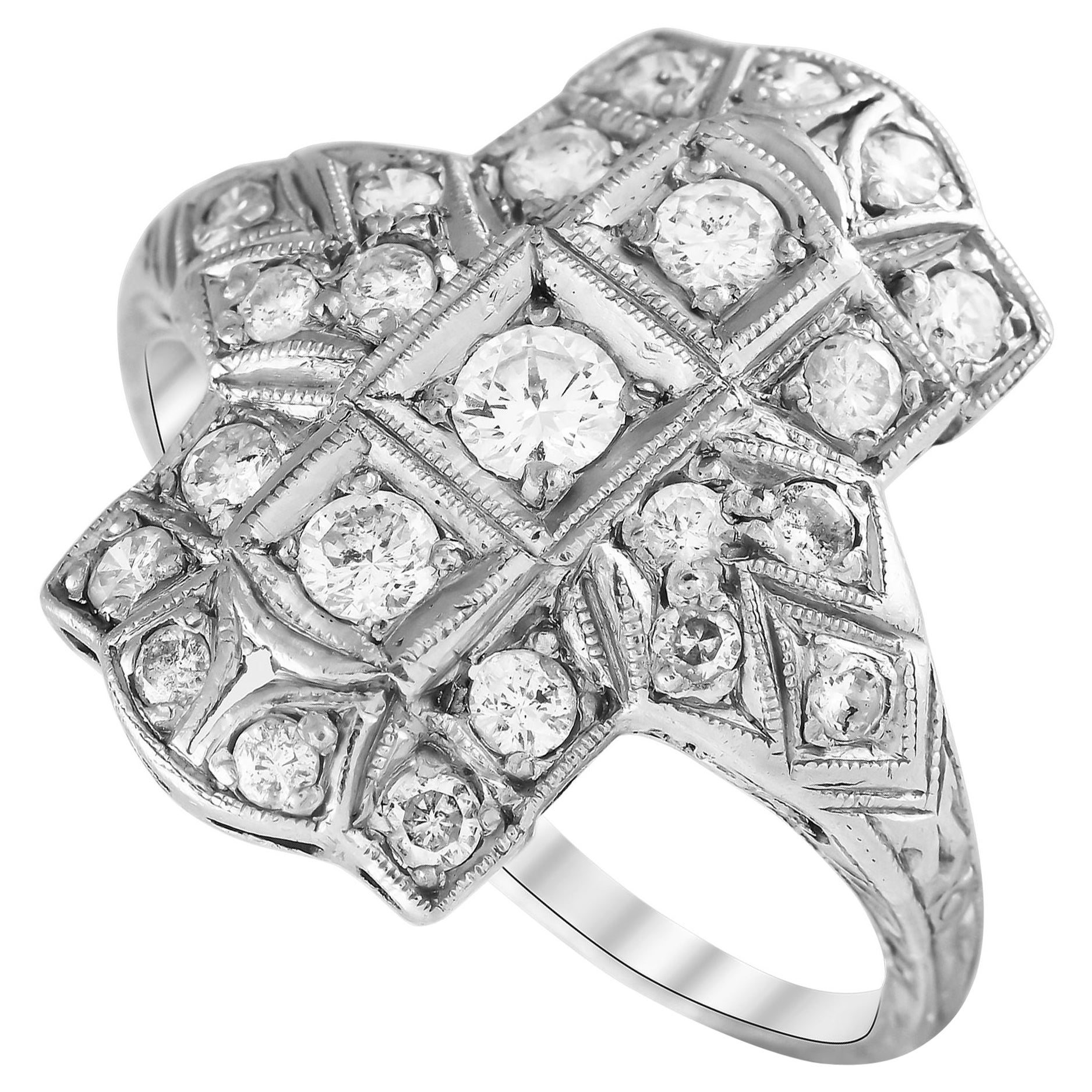 Platinum Anitque 0.60ct Diamond Ring MF14-020124 For Sale