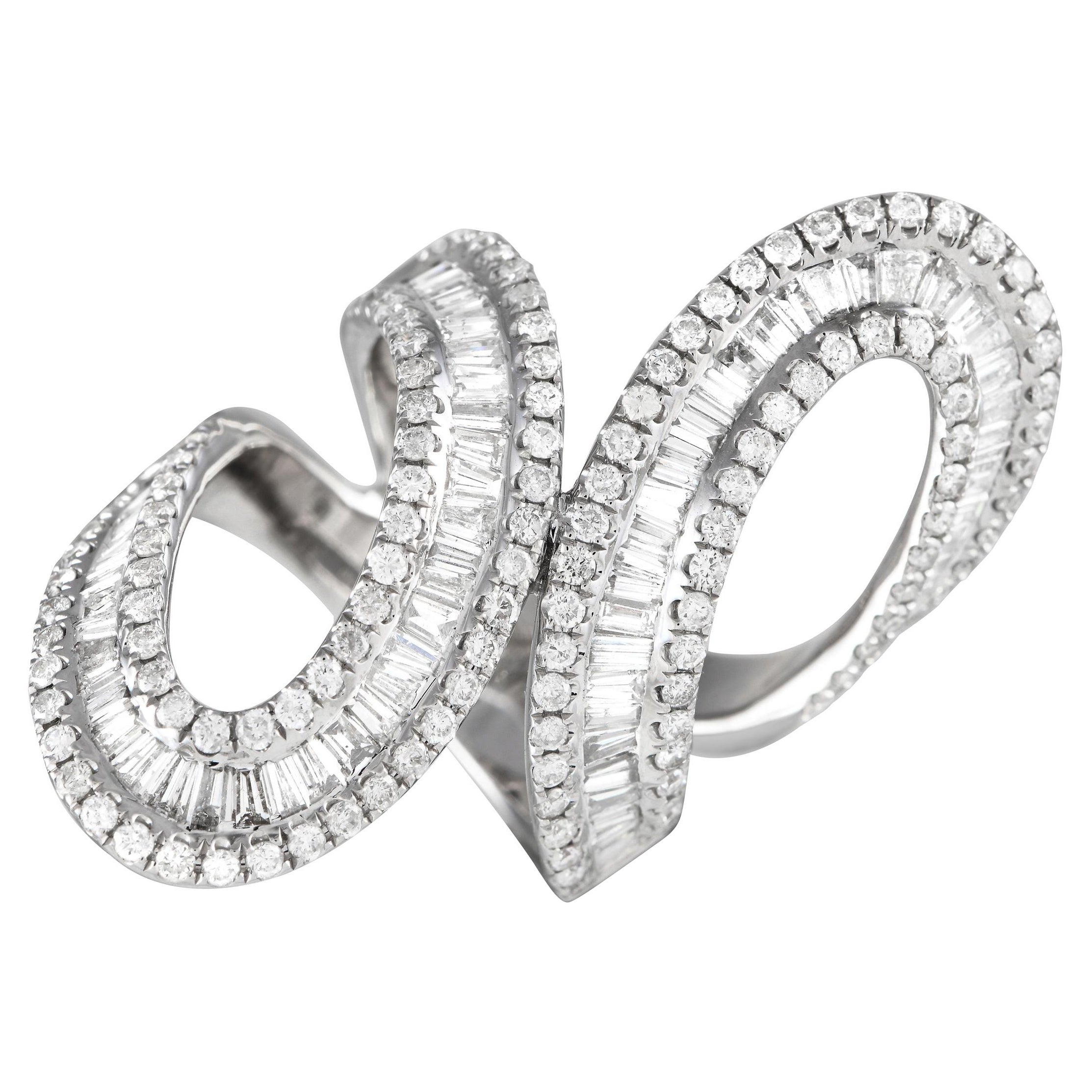 14K White Gold 3.0ct Diamond Swirl Wrap Ring RN29706 For Sale