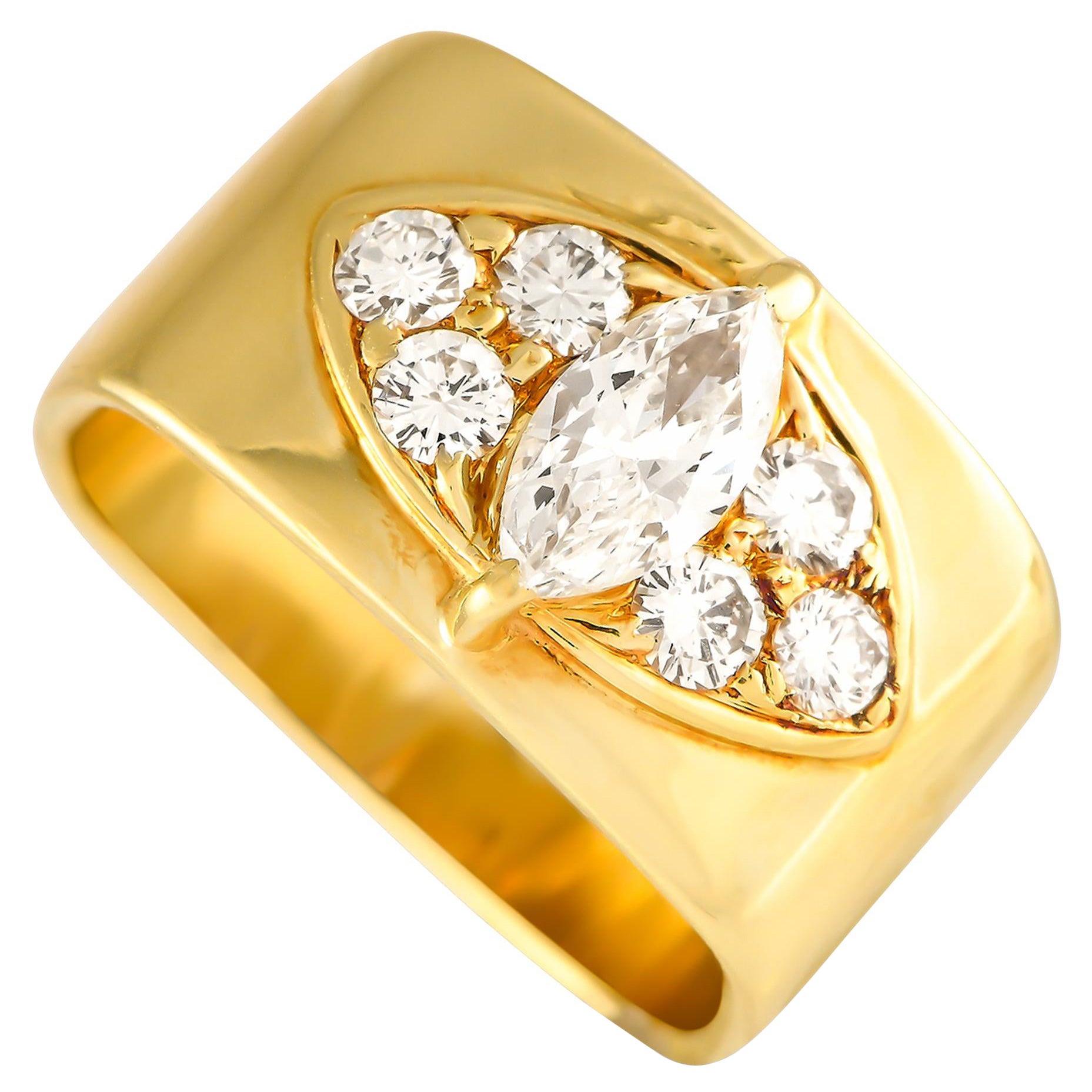 14K Yellow Gold 0.60ct Diamond Ring MF15-020124 For Sale