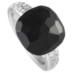 Pomellato Capri 18K White Gold Diamond and Jet Ring PO34-012524