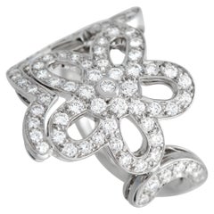 Van Cleef & Arpels 18K White Gold 0.85ct Diamond Flower Lace Cocktail Ring
