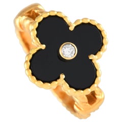 Van Cleef & Arpels Vintage Alhambra 18K Yellow Gold  Black Onyx Ring VC33-012524