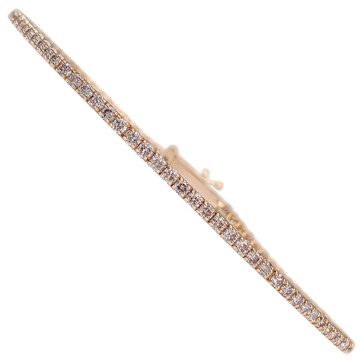 PAS DE RÉSERVE ! 2.48Ct Fancy Light Pink Diamond Tennis Bracelet en or rose 14K