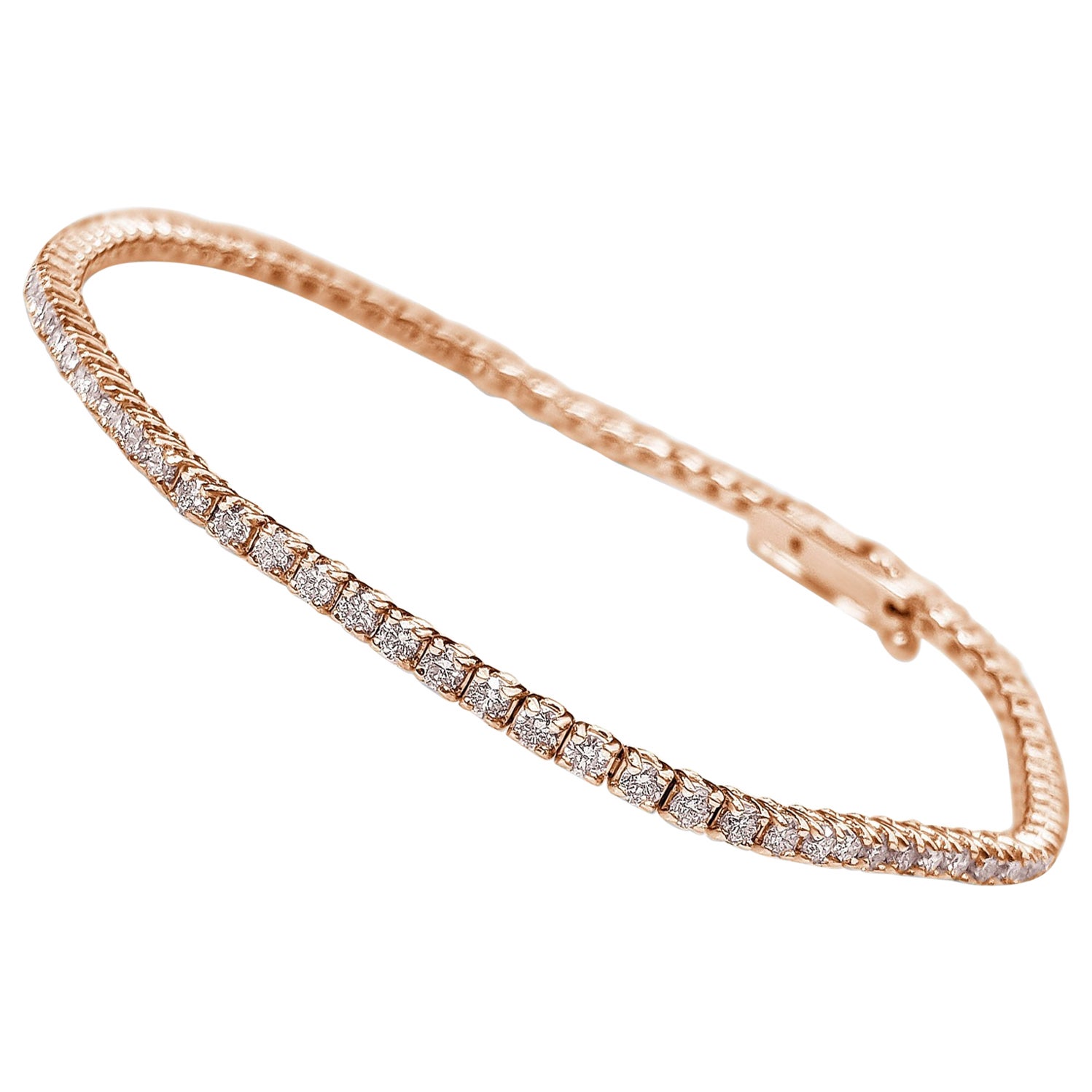 $1 NO RESERVE! 1.31Ct Fancy Light Pink Diamond Tennis 14K Pink Gold Bracelet For Sale