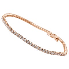 $1 NO RESERVE! 1.31Ct Fancy Light Pink Diamond Tennis 14K Pink Gold Bracelet