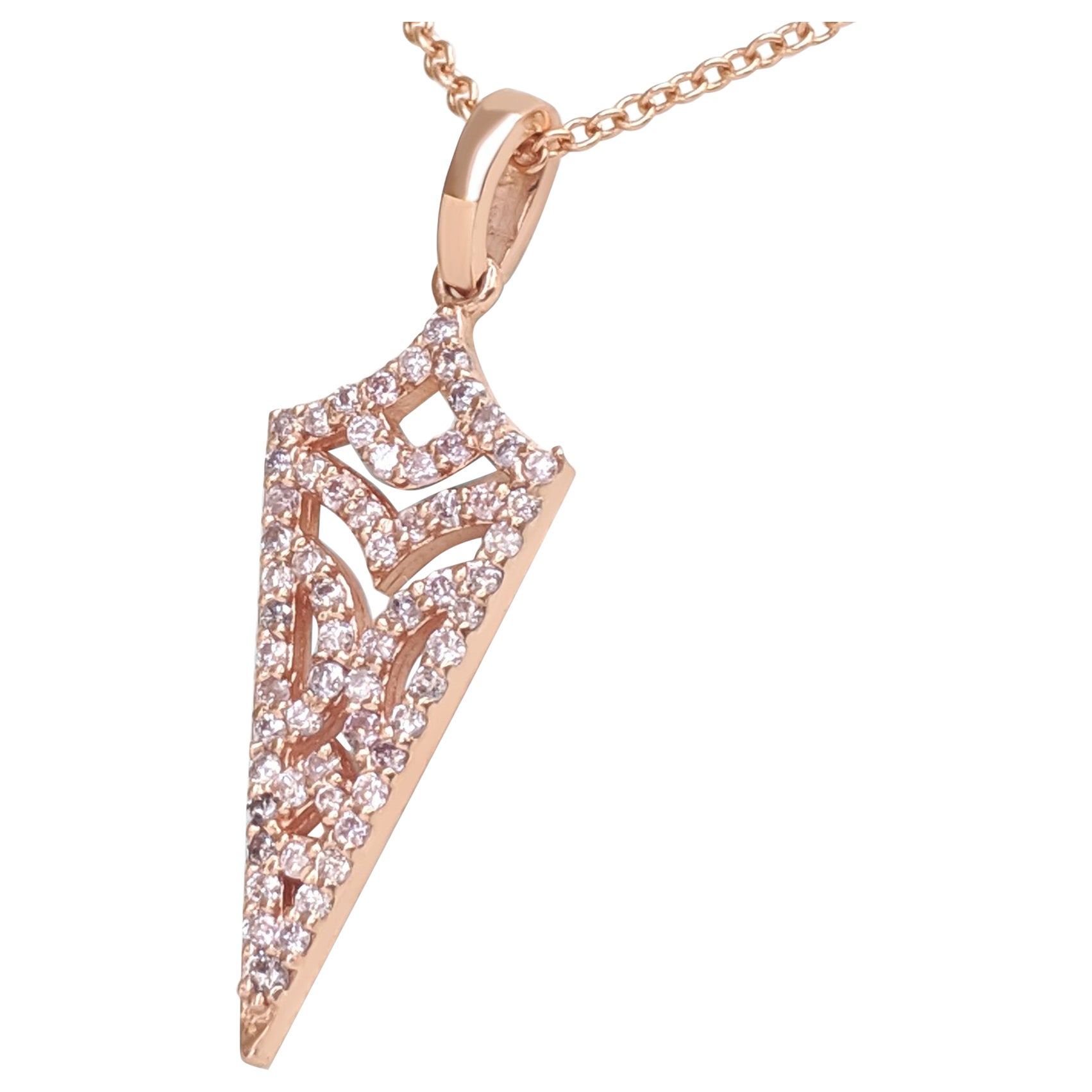 1 $ SANS RÉSERVE !  0.20 Ct Fancy Pink Diamond 14 kt. Collier à pendentifs en or rose