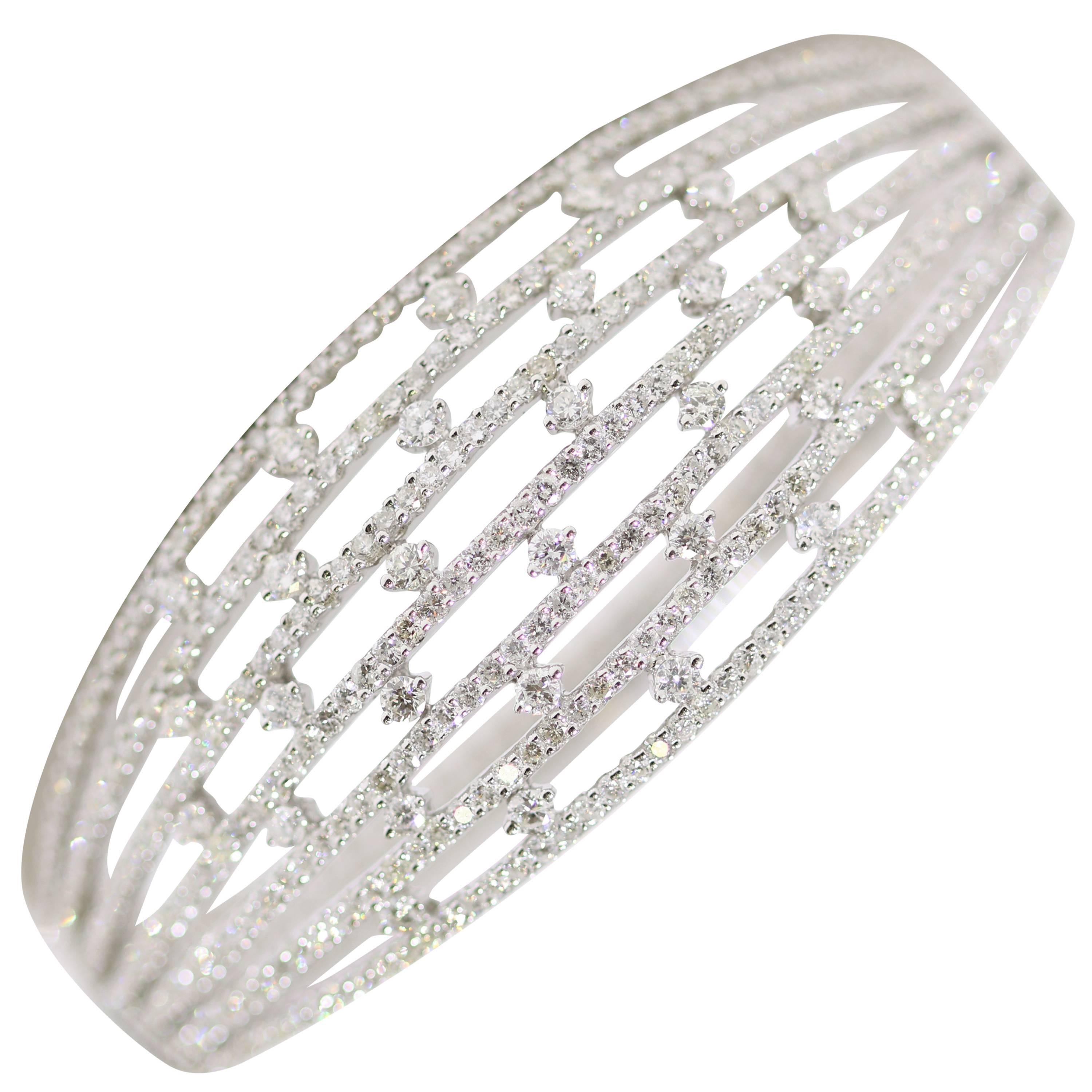 Contemporary Diamond Cuff Bracelet For Sale