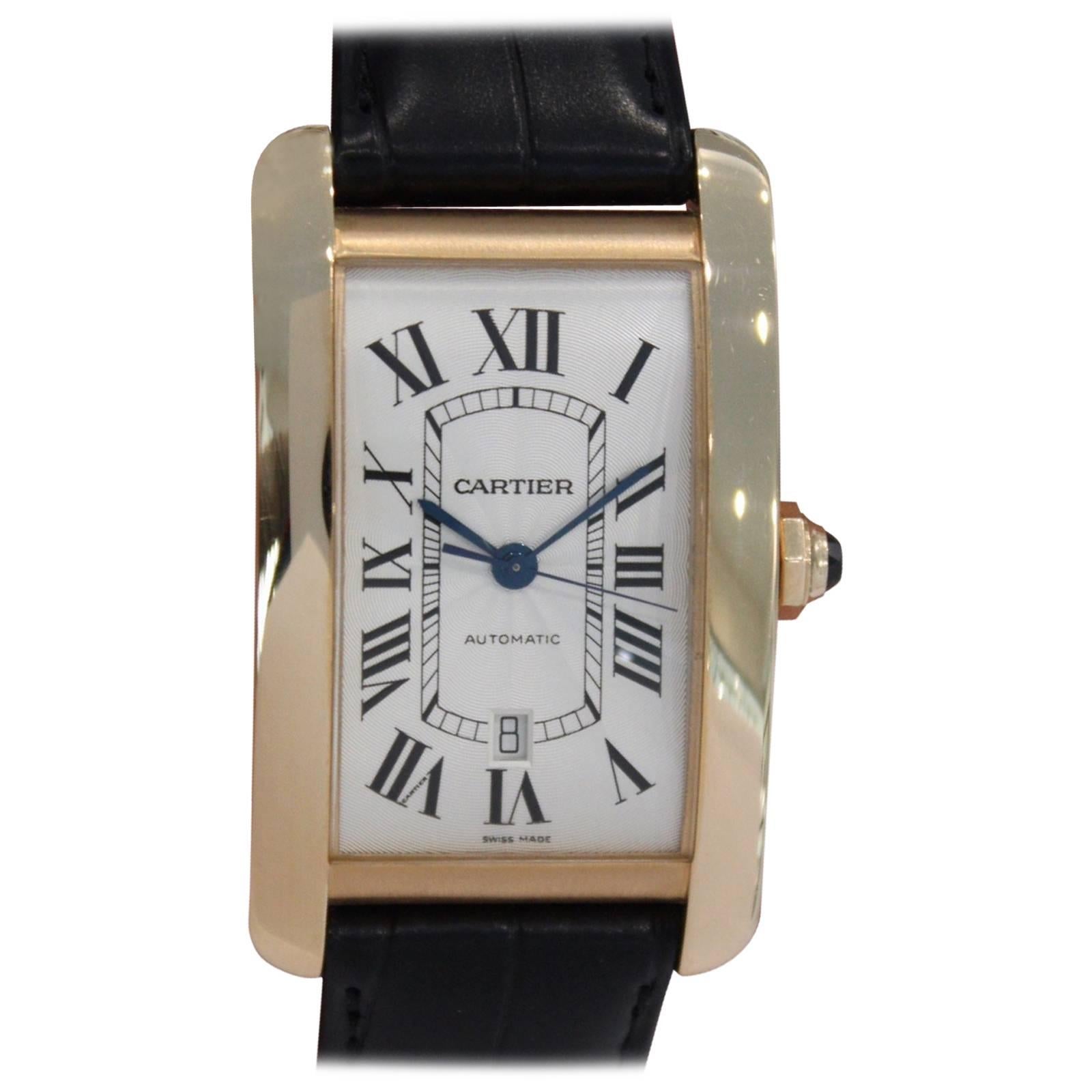 Cartier Rose Gold Tank Americaine Extra Large "Jumbo" Wristwatch Ref W2609856