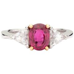Oval Ruby, Diamond, Platinum and Yellow Gold Ring 11