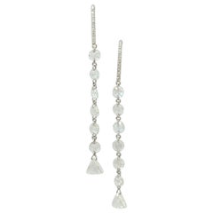Multi-Shape Rose Cut White Diamond Dangle Earrings in 18K White Gold