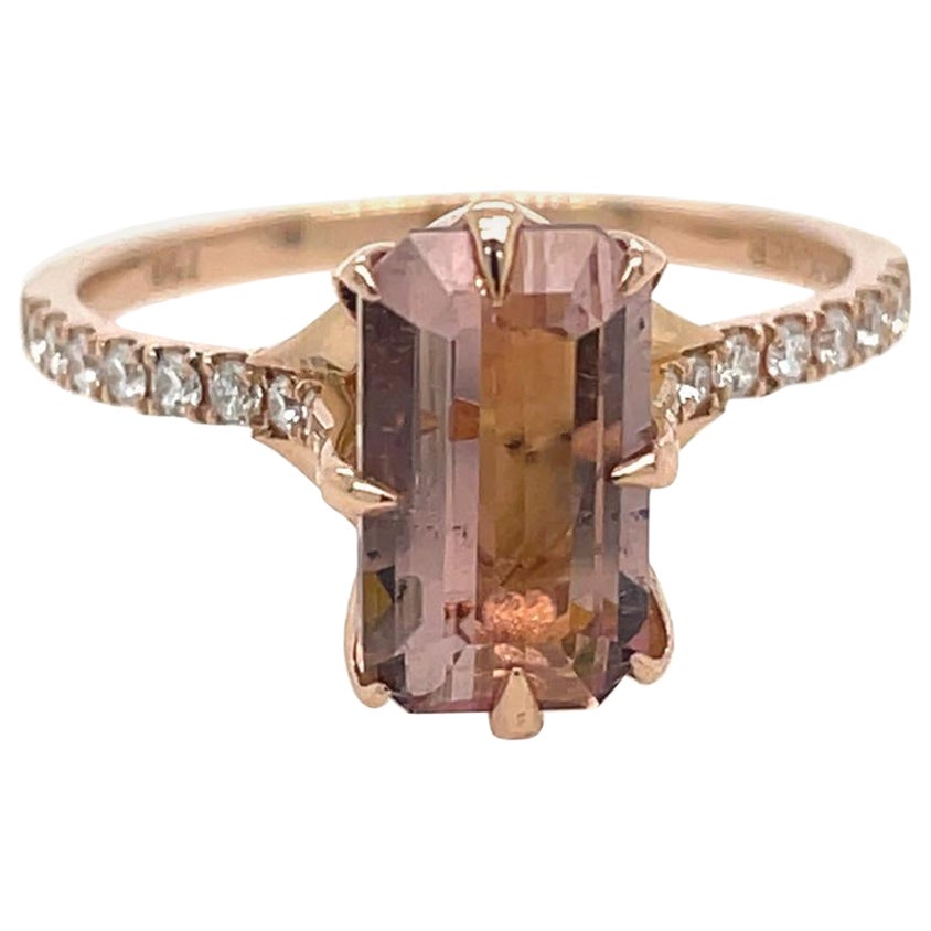 2.06ct Blush pink tourmaline and diamond ring in 18ct rose gold 