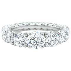 GIA Certified Eternity Diamond Ring 3.18 CTW in 18K White Gold