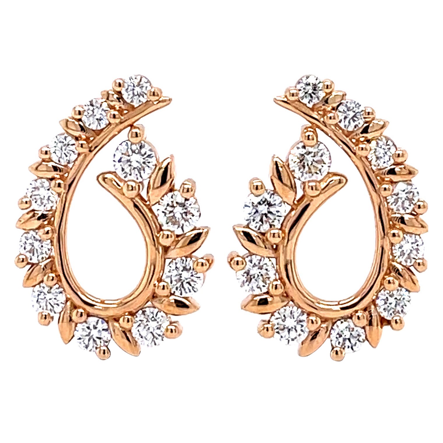1.45 TCW Diamond Earrings in 18K Rose Gold For Sale