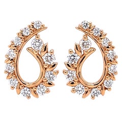 Boucles d'oreilles en or rose 18 carats avec diamants 1,45 TCW